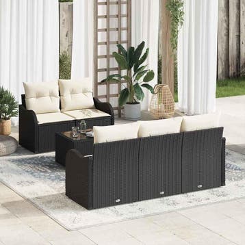 vidaXL Tuinbank Set 6 st 5-Aantal zitplaatsen Zwart en Crème, Verzenden