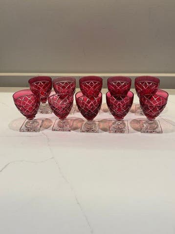 Val Saint Lambert - Wijnglas (10) - Kristal - Gondole, Antiek en Kunst