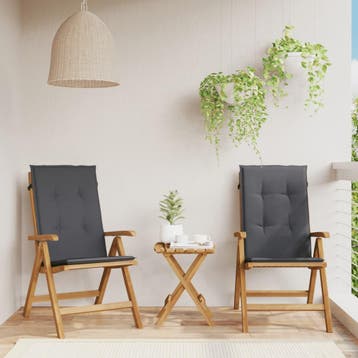 vidaXL Verstelbare klapstoelen met kussens, 2 stuks, massief, Verzenden, Nieuw