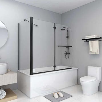 vidaXL Douche klapwand 120x68x130 cm ESG zwart, Verzenden