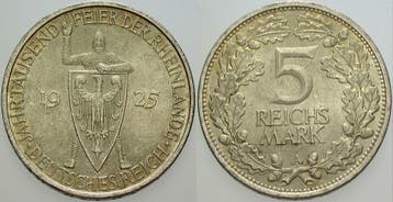 5 Reichsmark 1925 A Gedenkmunten Weimarer Republik Weimar..., Verzenden