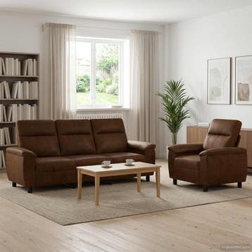 vidaXL bank / zetelstel 2 st Bruin Kunst Suède Leer, Huis en Inrichting, Verzenden, Nieuw