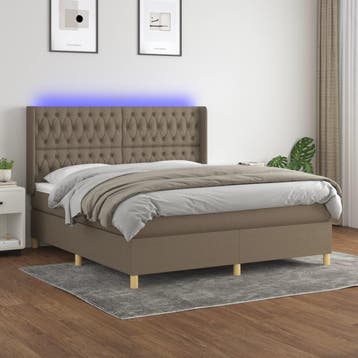 vidaXL Boxspring met matras en LED stof taupe 180x200 cm, Huis en Inrichting, Verzenden, Nieuw