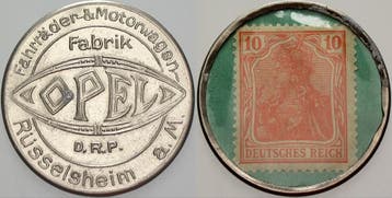 10 Pfennig ohne Jahr Ruesselsheim Fahrraeder Motorwagen-f..., Postzegels en Munten, Verzenden