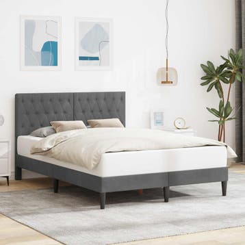 vidaXL Bedframe met hoofdeinde Donkergrijs 120 x 200 cm, Verzenden