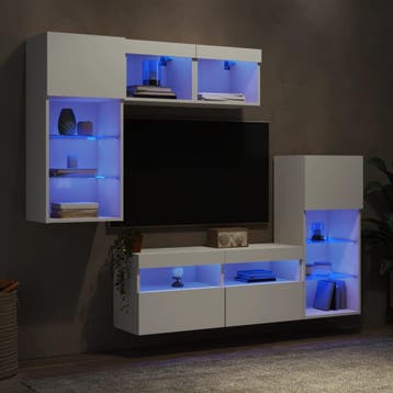 vidaXL 5-delige Tv-wandmeubelset met LED-verlichting bewerkt, Verzenden