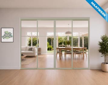 Dubbele stalen Schuifdeuren met koofsysteem en glaspanelen K, Doe-het-zelf en Bouw, Nieuw, Metaal, Inclusief glas
