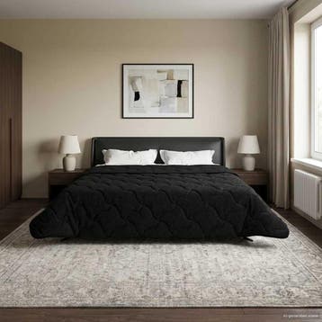 vidaXL Zomer Deken Zwart 200 x 200 cm Microvezel en Teddy, Verzenden, Nieuw