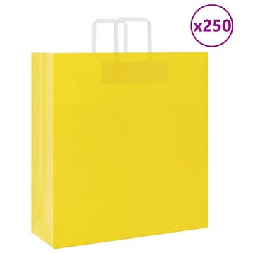 vidaXL Papieren zakken 250 st met hengsels 45x17x48 cm geel, Divers, Emballage cadeau, Verzenden