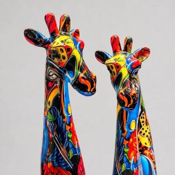 Oliver Klapp (XX) - sculptuur, Set van 2 handbeschilderde