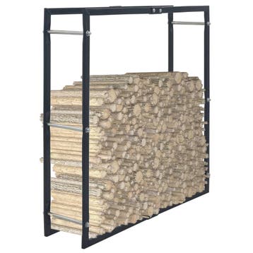 vidaXL Haardhoutrek 100x25x100 cm staal zwart, Tuin en Terras, Brandhout, Verzenden