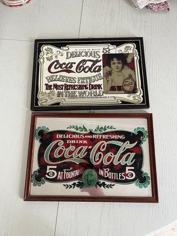 Twee Coca-Cola vintage spiegels - Reclamebord - Glas