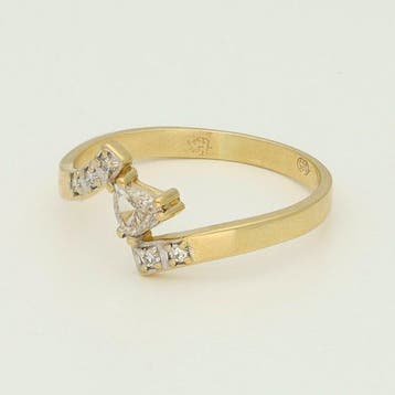 Bague - 14 carats Or jaune Diamant (Naturelle) - Diamant, Handtassen en Accessoires, Ringen, Nieuw