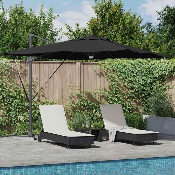 vidaXL Roma Parasol Zwart 286 x 284 x 270 cm Aluminium en, Jardin & Terrasse, Parasols, Envoi