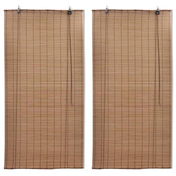 vidaXL Rolgordijnen 2 st 150x220 cm bamboe bruin, Verzenden, Nieuw