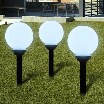 vidaXL Tuinpadlampen 3 st met grondpin LED 20 cm, Verzenden, Nieuw