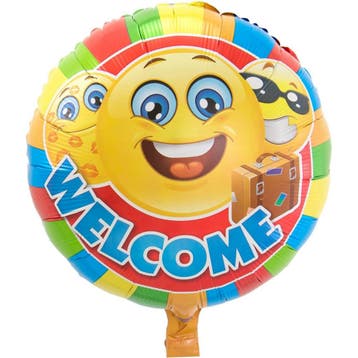 Helium Ballon Emoticon Welcome 43cm leeg, Verzenden