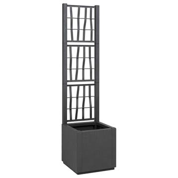 vidaXL Tuinplanter met Trellis Donkergrijs 36 x 36 x 140 cm, Tuin en Terras, Verzenden, Nieuw