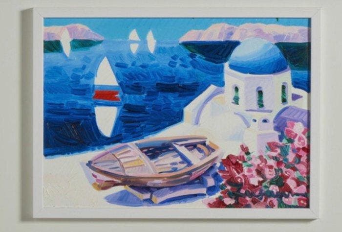 Athos Faccincani (1951) - Santorini, Antiquités & Art, Art | Peinture | Moderne