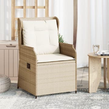 vidaXL Tuinstoelen 2 st verstelbaar met kussens poly rattan, Verzenden, Nieuw