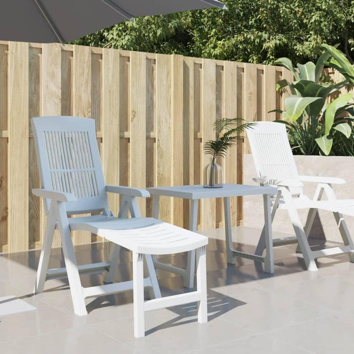 vidaXL Ligstoel kunststof wit, Jardin & Terrasse, Chaises longues, Envoi