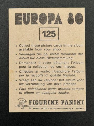 1980 Panini #125 Europa 80 - Kevin Keegan - 1 Sticker -, Verzamelen, Stickers, Nieuw