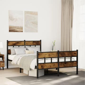 vidaXL Bedframe zonder matras metaal gerookt eikenkleurig, Huis en Inrichting, Verzenden, Nieuw