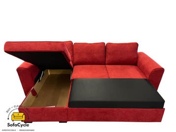 Hoekzetel rood in stof met slaapfunctie – overstock, Huis en Inrichting, Verzenden, Nieuw