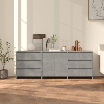 vidaXL 3 st Dressoirs bewerkt hout betongrijs, Verzenden