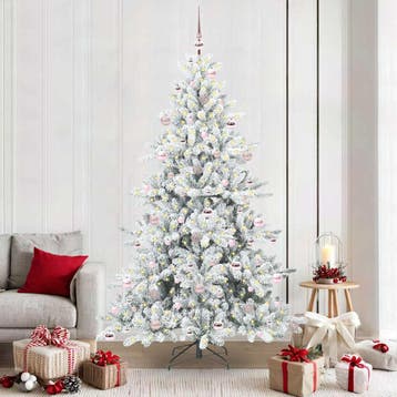 vidaXL Kunstmatige Hinged Kerstboom Wit 210 cm PVC en Staal, Verzenden, Nieuw