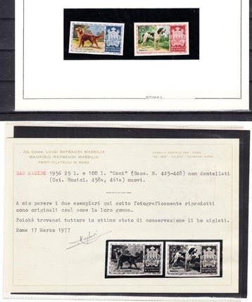 Saint-Marin 1956 - Deux valeurs de 25 et 100 L. thématique