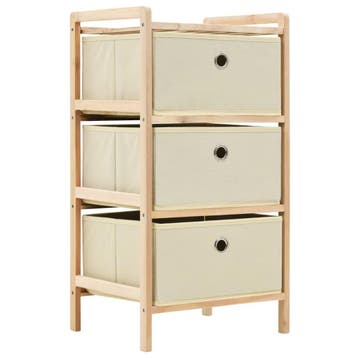 vidaXL Opbergmeubel met 3 stoffen manden cederhout beige, Huis en Inrichting, Verzenden, Nieuw