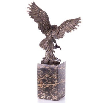 Figuur - Bronzefigur Adler mit Fisch - Brons, Marmer