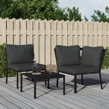 vidaXL Tuinstoel met grijze kussens 76x76x79 cm staal, Verzenden
