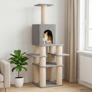 vidaXL Kattentoren met sisal krabpalen Lichtgrijs 180 cm, Verzenden, Nieuw
