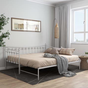 vidaXL Slaapbank uittrekbaar metaal wit 90x200 cm, Verzenden