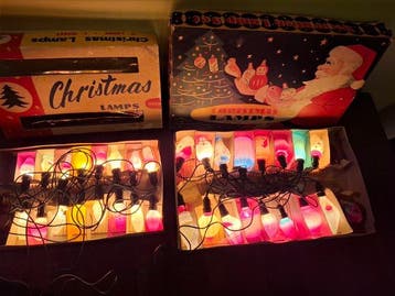 Kerstdecoratie (2) - Glas, Plastic, Koper - vintage
