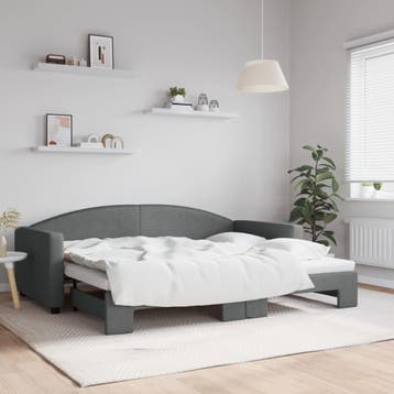 vidaXL Slaapbank met onderschuifbed 90x200 cm stof, Verzenden