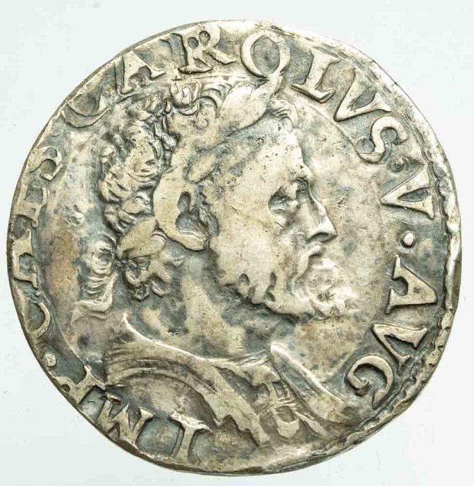 Spanje. Karel V. Testone 1536 - 1556 Milano, Timbres & Monnaies, Monnaies | Europe | Monnaies non-euro