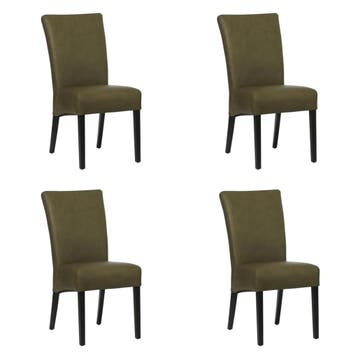 Set van 4 Leren eetkamerstoelen Just - Rancho Green, Ophalen of Verzenden
