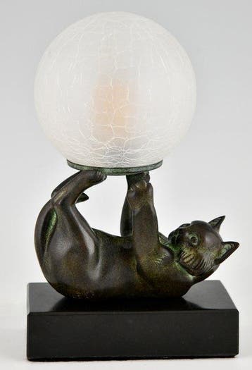 Max le Verrier - Janle - Lampe - CHAT JONGLEUR - Métal,