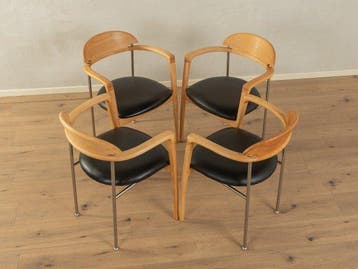 Chaise de salle à manger - Cuir, Cerisier, Acier inoxydable