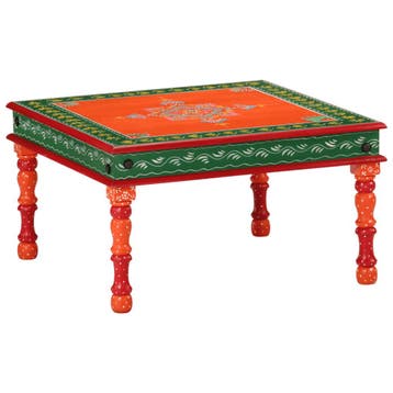 vidaXL Salontafel handbeschilderd massief mangohout oranje, Verzenden, Nieuw