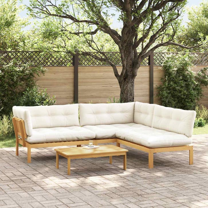 vidaXL 4 Stuk Tuinpallet Sofa Eenheden Massief Acacia Hout, Tuin en Terras, Tuinsets en Loungesets, Nieuw, Verzenden