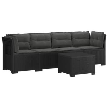 vidaXL 4-Zits Tuin Sofa met Kussens Rieten Look PP Antraciet, Verzenden