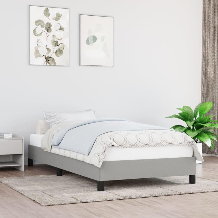 vidaXL Bedframe zonder matras 90x190 cm stof lichtgrijs, Maison & Meubles, Chambre à coucher | Lits, Envoi