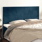vidaXL Hoofdbord donkerblauw 200x5x118/128 cm fluweel, Verzenden