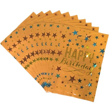 Fako Bijoux - Folie Uitdeelzakjes Happy Birthday - 10 stuks, Diversen, Cadeauverpakkingen, Verzenden, Nieuw