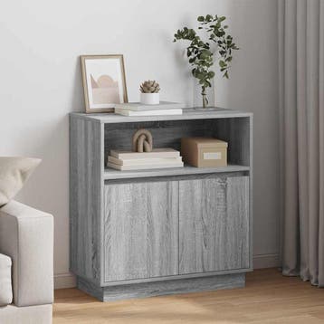 vidaXL LED Dressoir Grijs Sonoma 71 x 34,5 x 75 cm Bewerkt, Verzenden