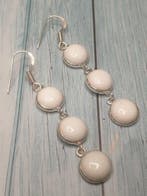 Argent, Cabochons en corail blanc - Boucles doreilles